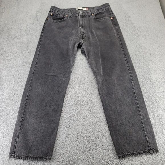 Vintage Levi's Jeans Mens 38x30 Black Denim 505 Regular‎ Fit Dark Wash Y2K - Picture 1 of 13